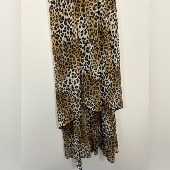 January 7 cocktail dress strappy top with high low cheetah print flowy bottom - Picture 5 of 11